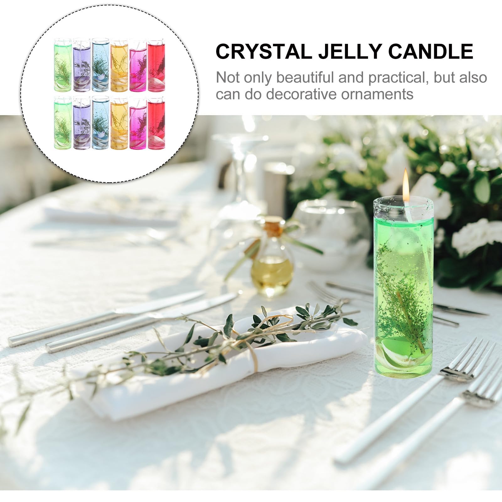 Jelly Wachskerzen 12 Bunte für Romantische Dinnerkerzen | Jelly Wax, 12 Stück, Länger Brennend und Sauberer, für Geburtstage, Familien und Freunde