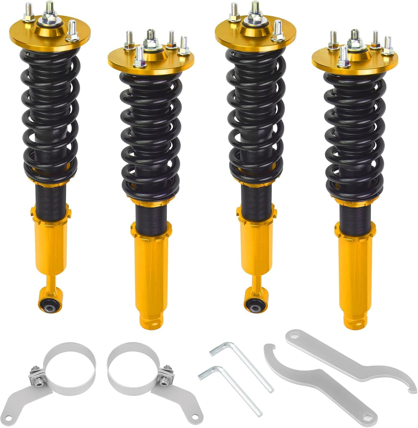 BHB Adjustable Coilovers Compatible with Honda Accord 2003-2007 Coil Spring Absorber Struts Suspension Lowering Kit Red
