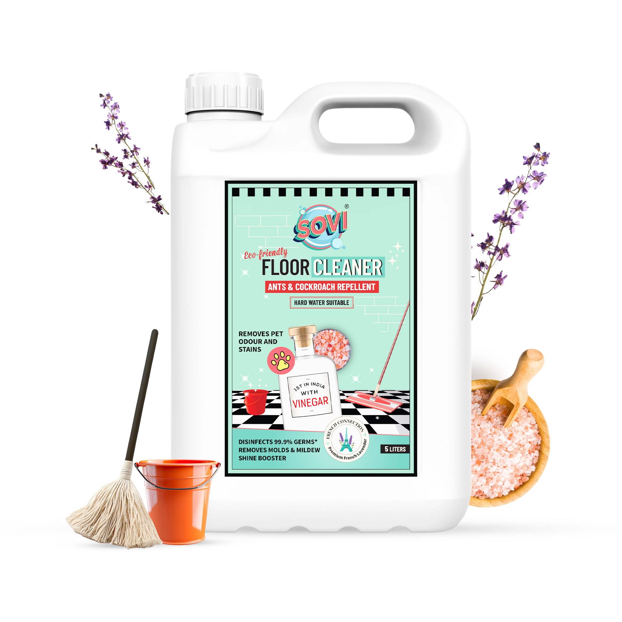Sponsored Ad - Floor Cleaner with Vinegar Power – Lavender Fragrance | Repels Cockroaches & Ants, Removes Stains & Pet Odours | Child & Pet Safe, Eco-Friendly Cleaning Solution 5 Litre
