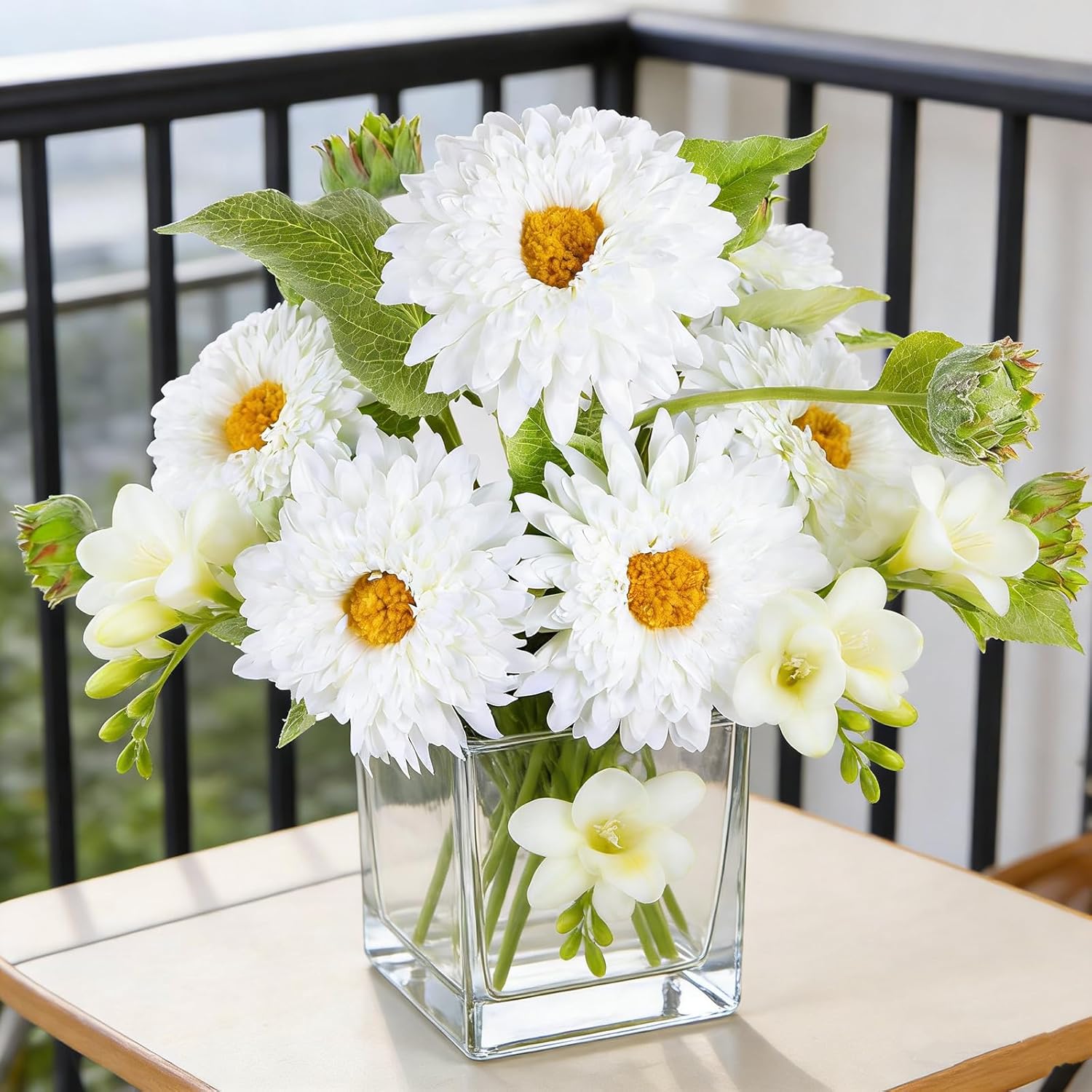 Kimura's Cabin 5Pcs White Sunflowers Artificial Flowers with Long Stems Fake Large Sunflowers Silk Faux Bouquet for Wedding Floral Arrangements Home Garden Birthday Party Indoor Decor(White) - Image 9