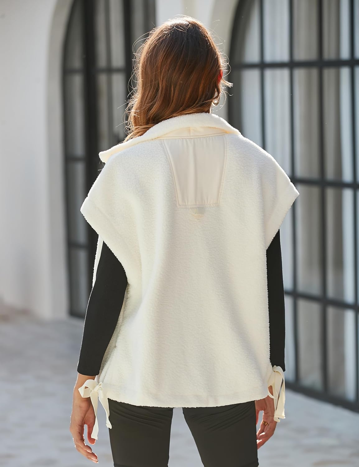 Women's Fleece Vest Sleeveless Button Down Vests Casual Sherpa Jacket Winter Outerwear with Pockets - Image 6