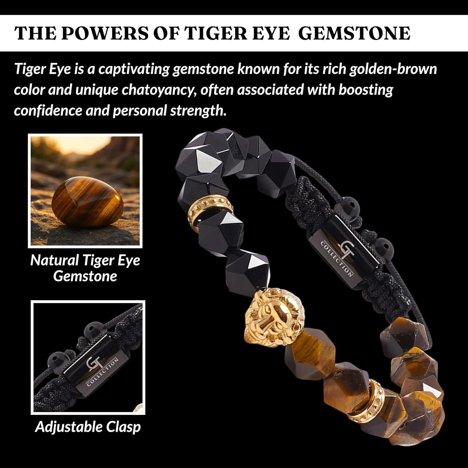Lion King Bracelet Gift for Men, Bracelet for Men with Silver Lion Head Bead, Adjustable Beaded Bracelet