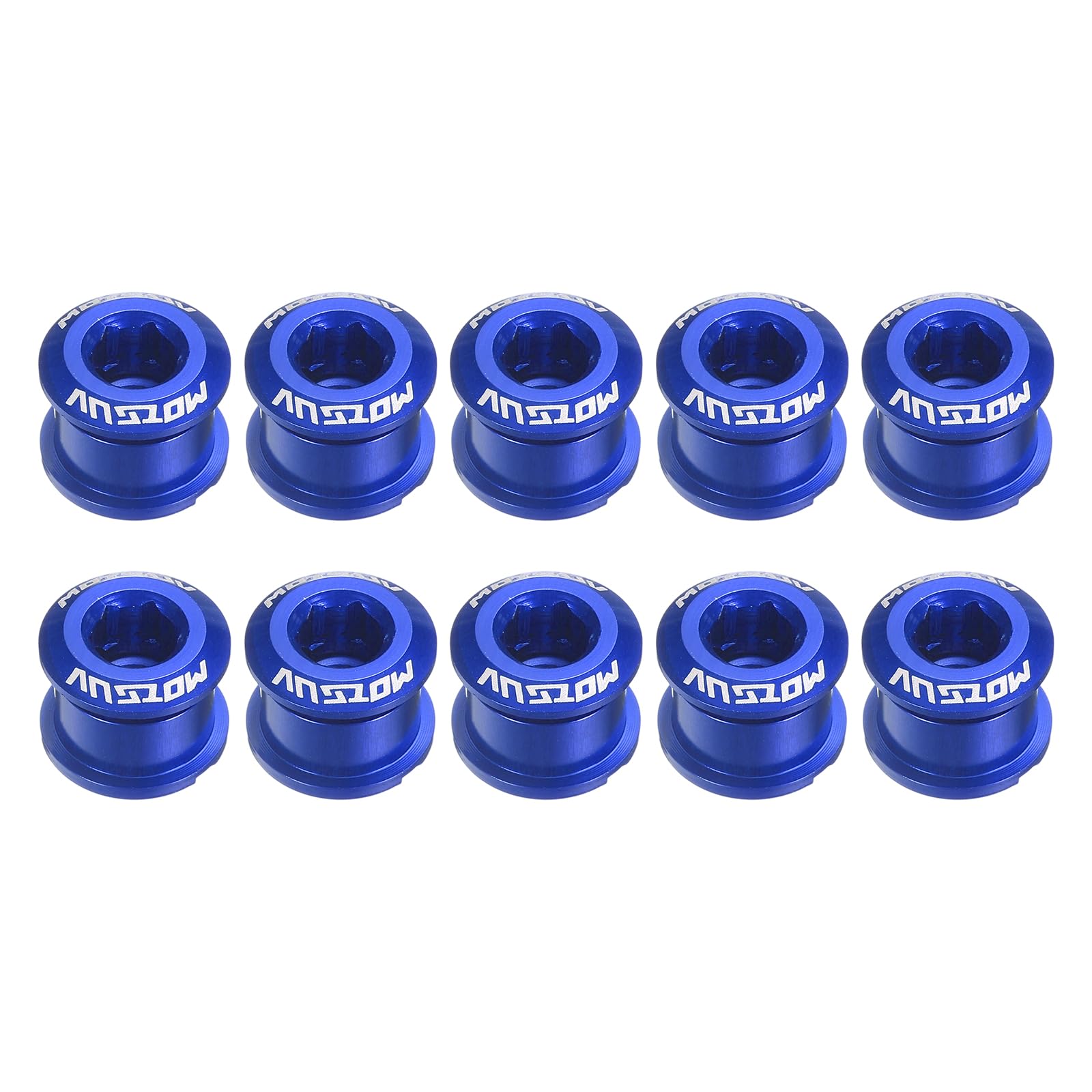 sourcing map 10pcs Single Chain Ring Bolts M8 Aluminum Alloy Bicycle Crankset Nuts Chainwheel Screw for Road Bike Mountain Bike, Blue