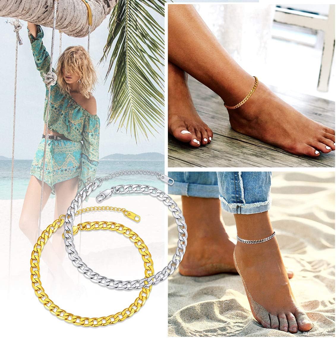 ChainsPro Heart Initial Ankle Bracelets for Women Ankle Bracelets for Women Beach Jewelry Gifts