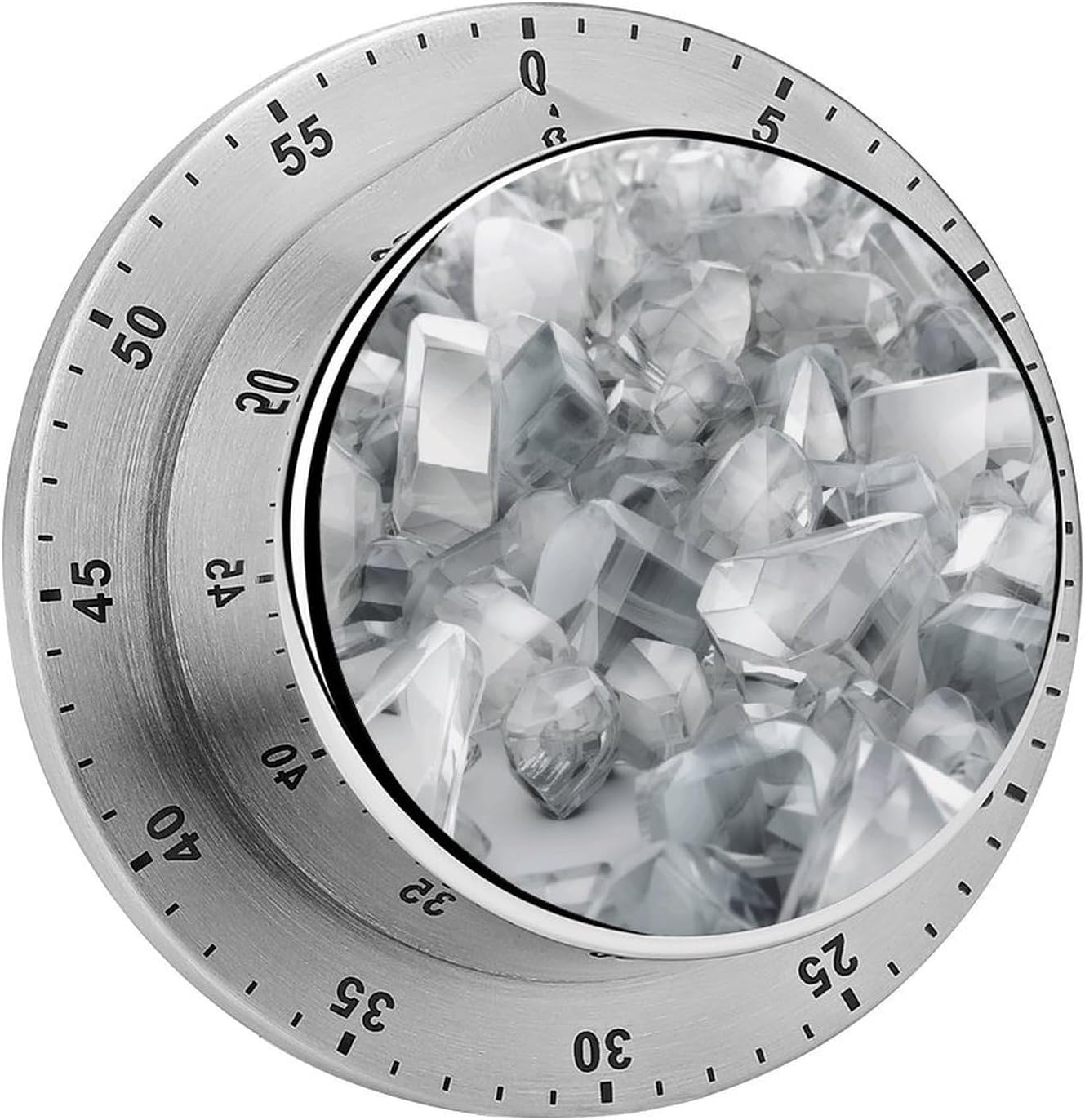 White and Silver Gray Timer Stainless Steel Timers with Magnetic Base Multi-Functional Mechanical Countdown Timer for Sports Baking Entertainment Work