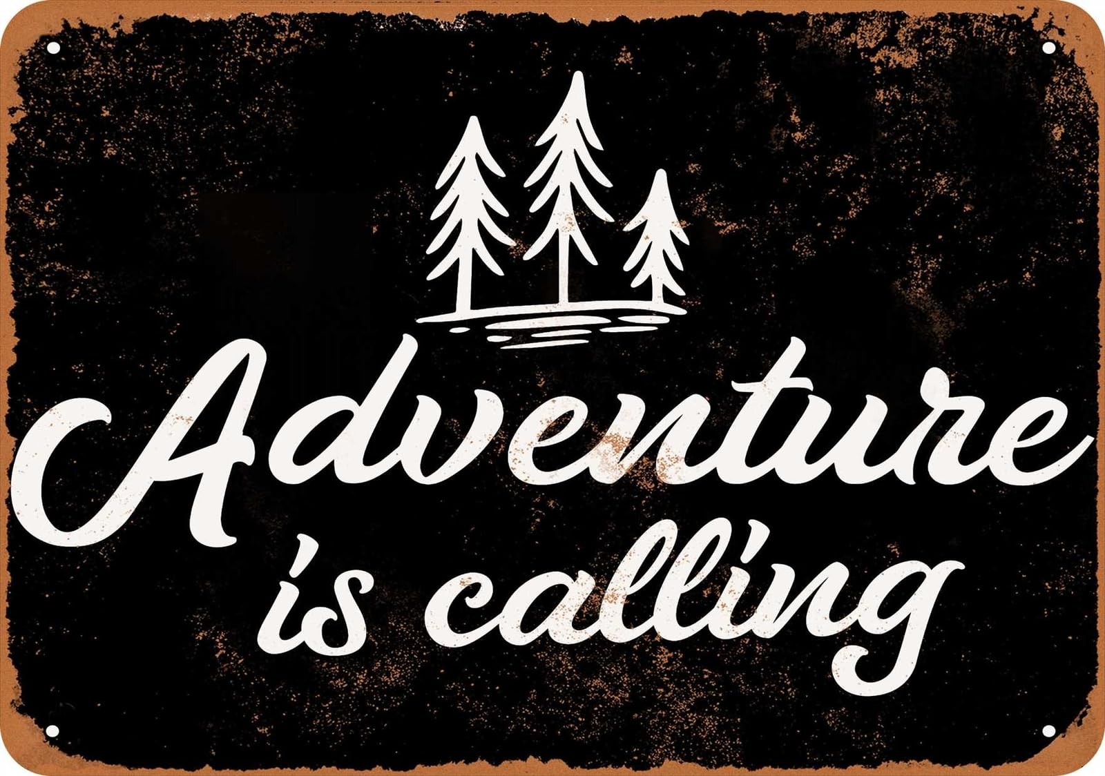Miaomansenstore Metal Sign - Adventure Is Calling 2 (Black) - Vintage Look Home Decor