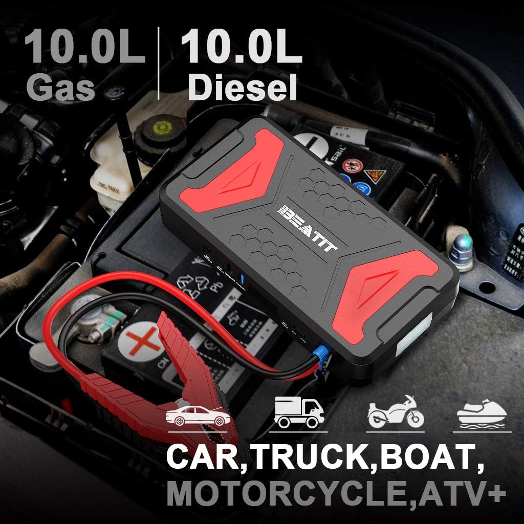 BEATIT QDSP 2200Amp Peak 12V car Jump Starter (Up to 10.0L Gas and 10.0LDiesel Engine) 21,000mAh power bank With 100W 110V portable power station inverter for Outdoor Adventure Load Trip Camping Emerg