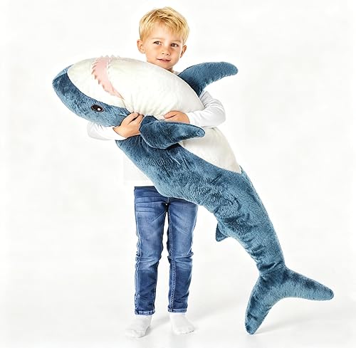 Djungelskog Peluche de Tiburón de 100cm/39 pulgadas, Animal de Peluche Tiburón Gigante - Regalo Ideal para Niños, Niñas y Novias - ¡Súper Suave y