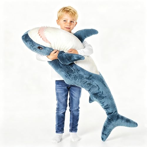 Djungelskog 100cm/39 inch Shark Plush, Giant Shark Stuffed Animal - Ideal Gift for Kid Boy,Girl&Girlfriend - Super Soft and Cuddly! (100cm/39.3inch)