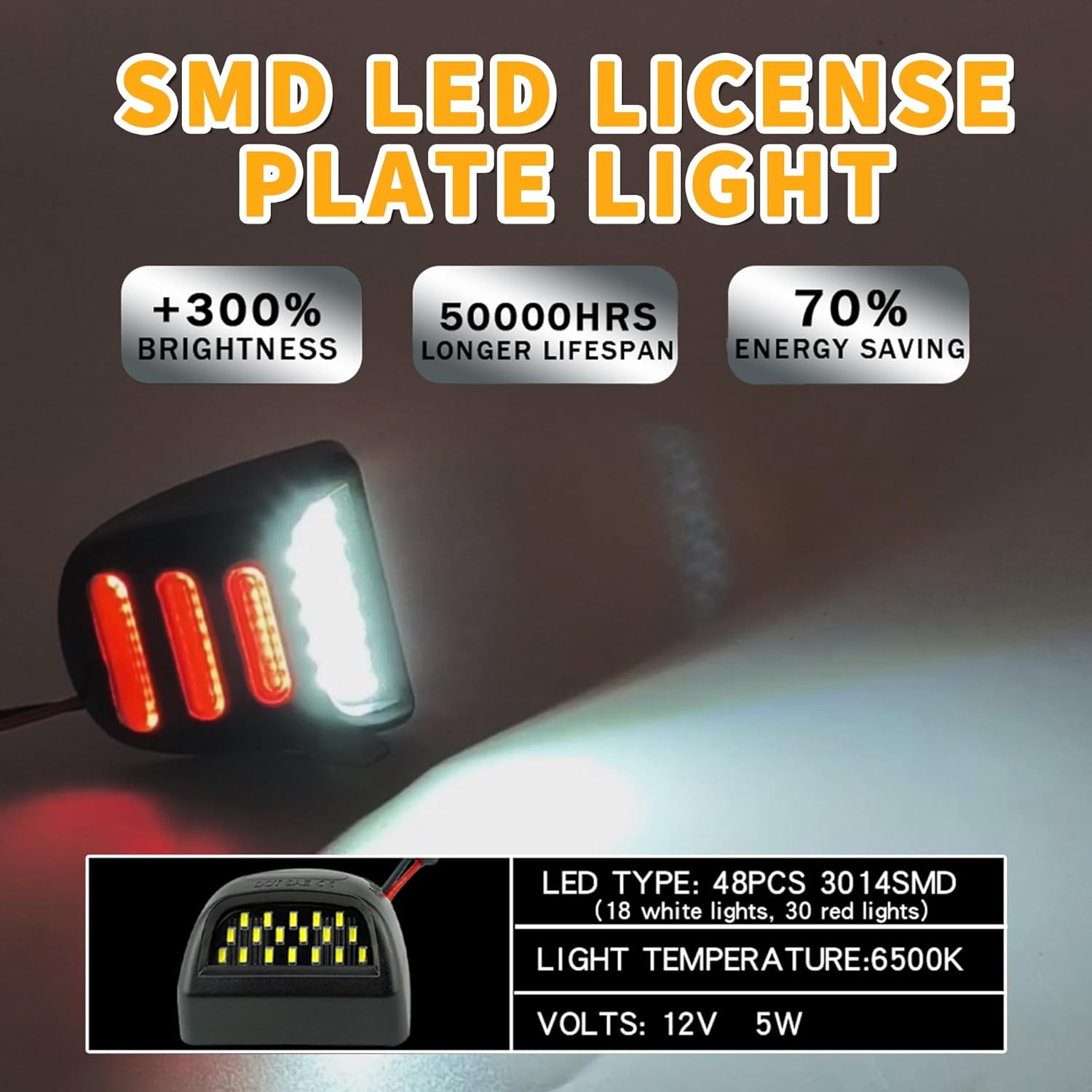 LED License Plate Lights Compatible with 1999-2014 Chevy Silverado 1500 2500HD 3500HD, Avalanche, Suburban, Tahoe, GMC Sierra, Yukon, Cadillac Escalade,48-SMD 6500K Super White (Update-White)
