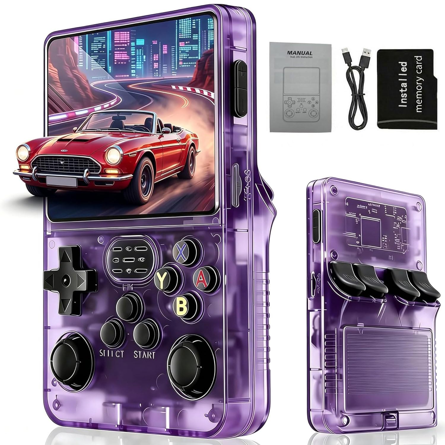 Handheld Retro Game Console, Support 21500+ Classic Video Games, Reliving the days of childhood, Portable Mini Gaming Console for Boy Adult (Purple)