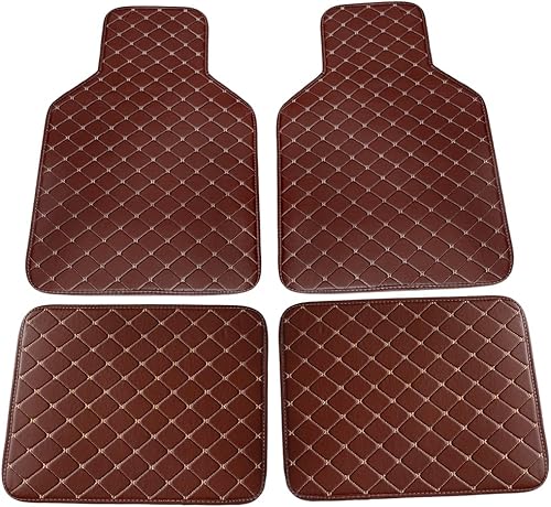 Miniatura 5 de AUCELI Juego de 4 tapetes para piso de automóvil, piel sintética de lujo para todo tipo de clima, ajuste universal, alfombrilla delantera y trasera