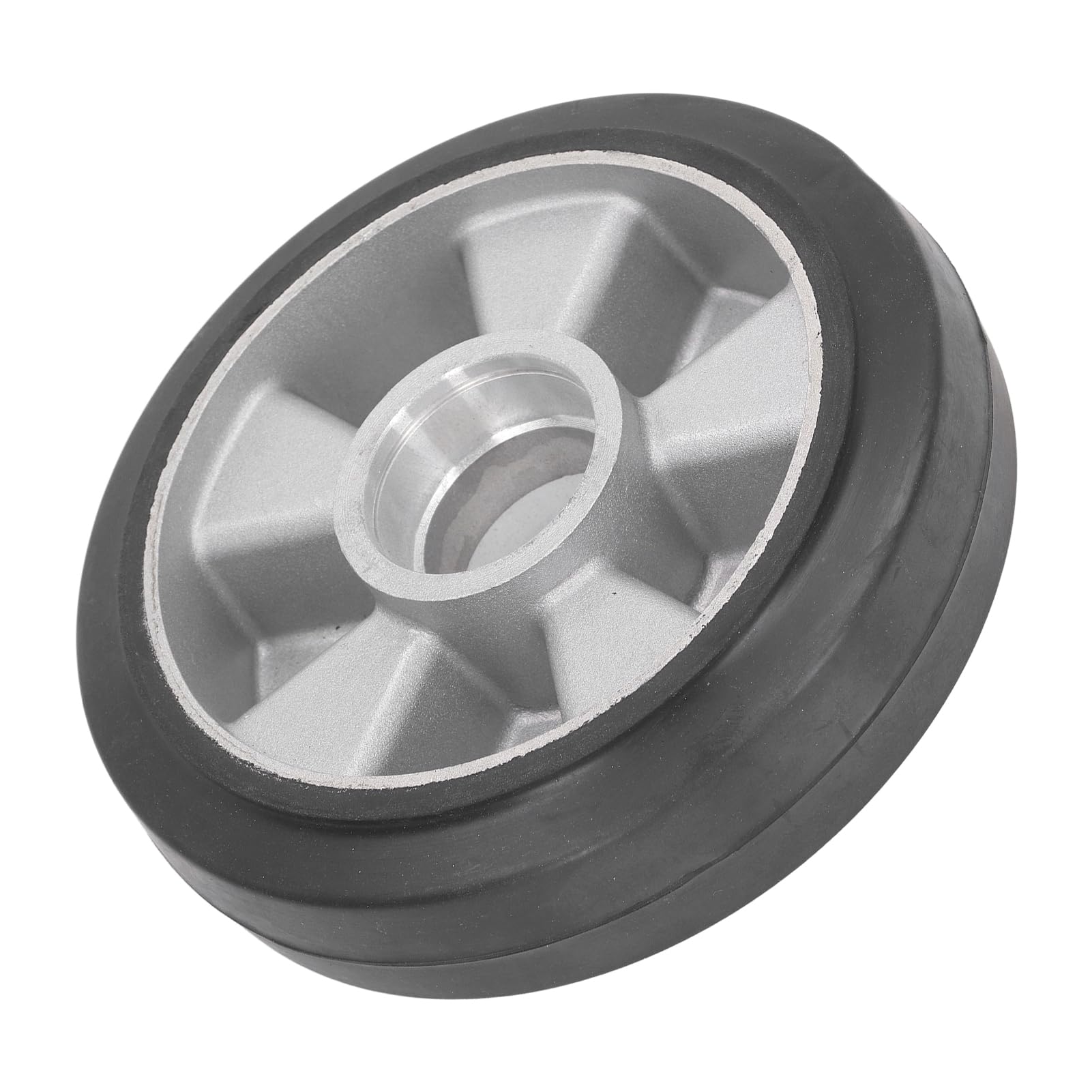 Roue de de Camion 180 X 50 Mm, Trou de Roulement 6204, Pneu de Rechange en Caoutchouc Solide pour Chariot élévateur Hydraulique Artisanal avec Moyeu en Acier Inoxydable,
