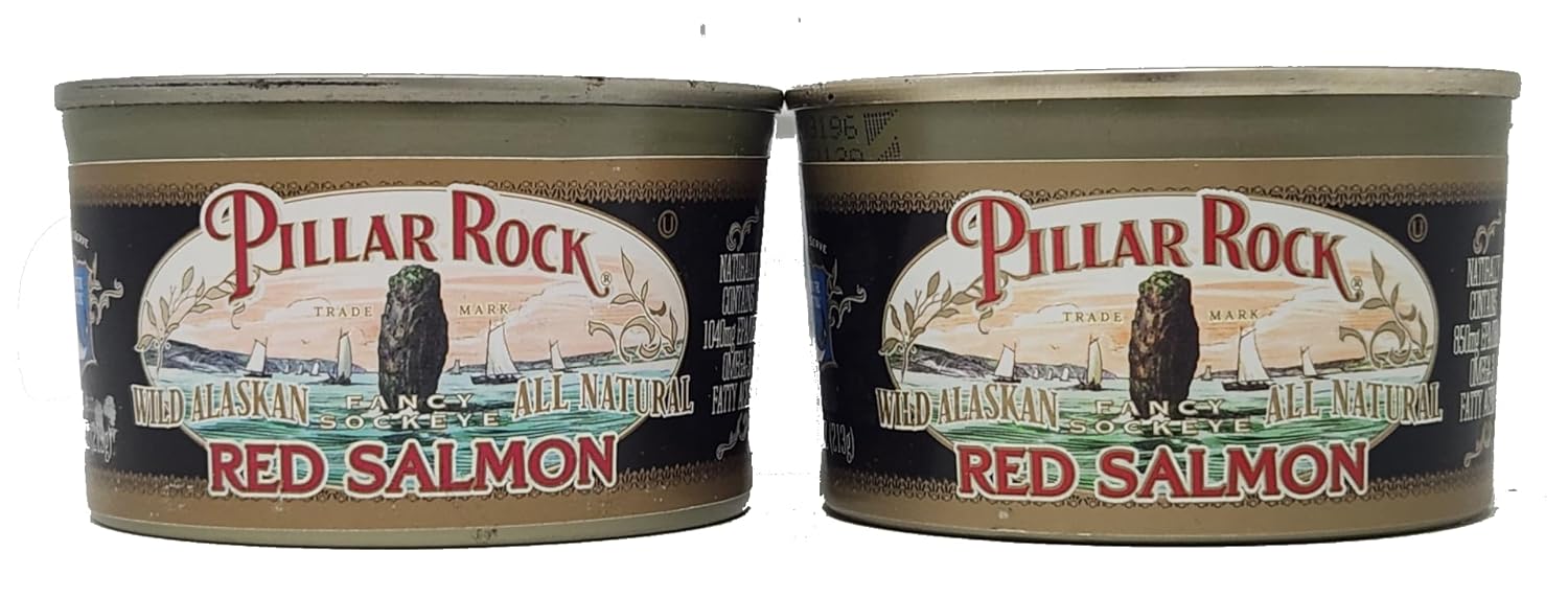 4 Pack of Wild Alaskan All Natural Red Salmon Pillar Rock 7.5oz Cans