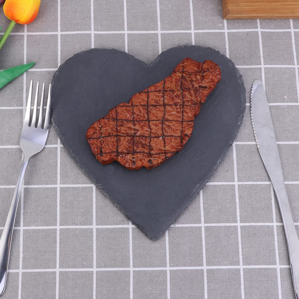 CALLARON 2 Piezas Plato De Cena Forma De Corazón De Pizarra Natural Plato Llano Para Postres o Carne Para Guardar Alimentos