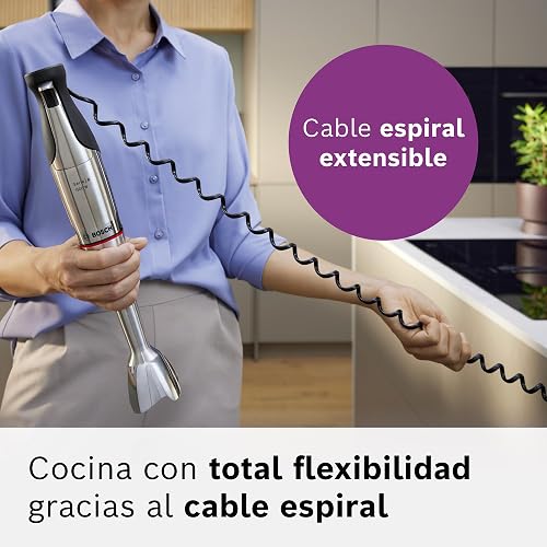 Bosch - Batidora de mano, serie ErgoMaster 8, motor de 1500 vatios, ajuste intuitivo de la velocidad, cuchilla de 6 hojas, accesorios incluidos, acero inoxidable, MSM8M934 - 7