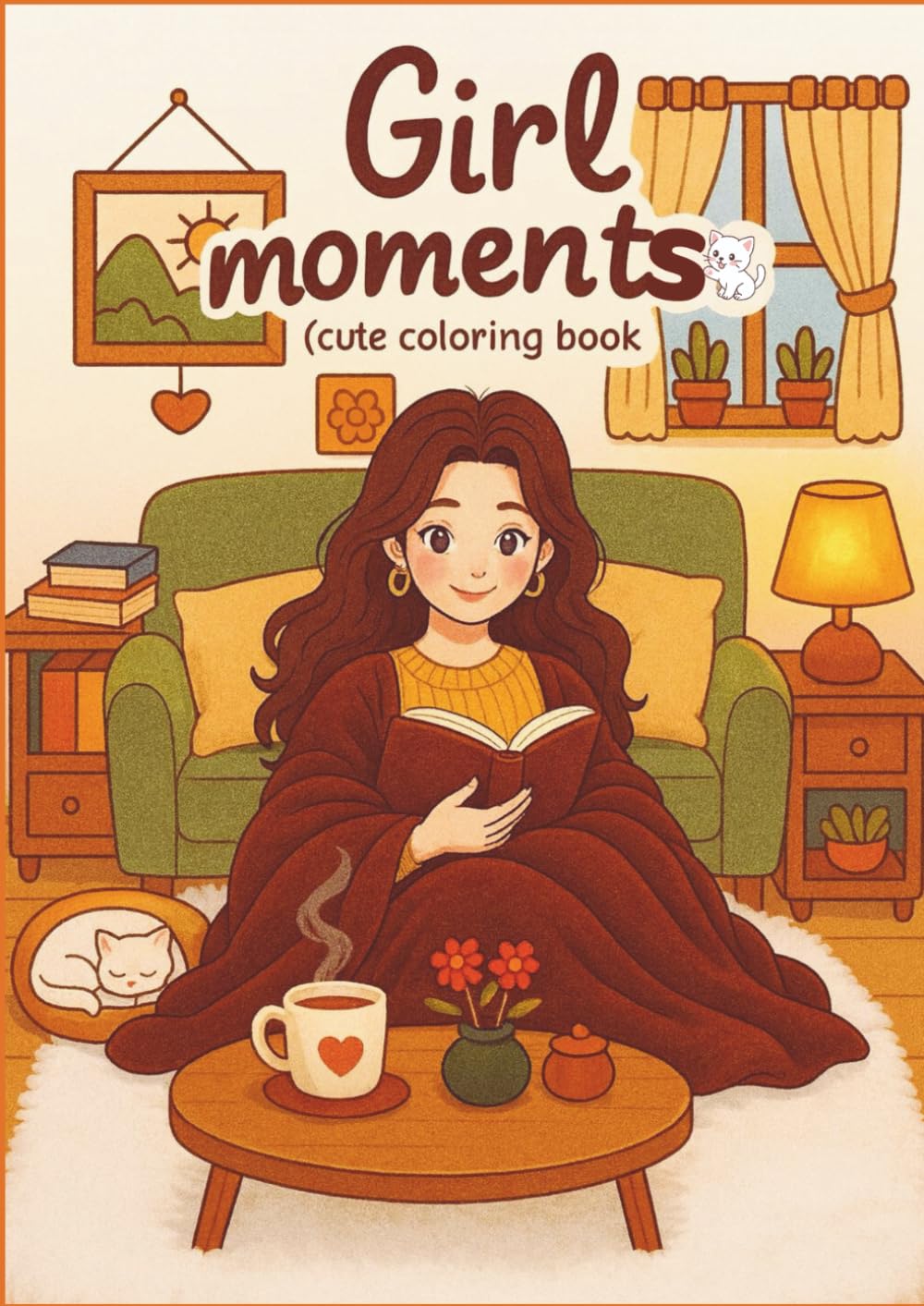 Girl Moments – ebook de coloriage: pour adultes et ados, avec des scènes du quotidien douces et cosy pour se détendre.