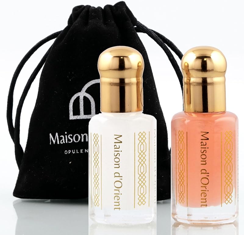 Maison d'Orient Tahara Collection 2x6mL | Pink Musk & White Musk Body Oil Perfume for Women | Arabian Perfume Oils | Arab Perfumes for Women (Perfumes Arabes de Mujer - Almizcle Blanco y Rosa)