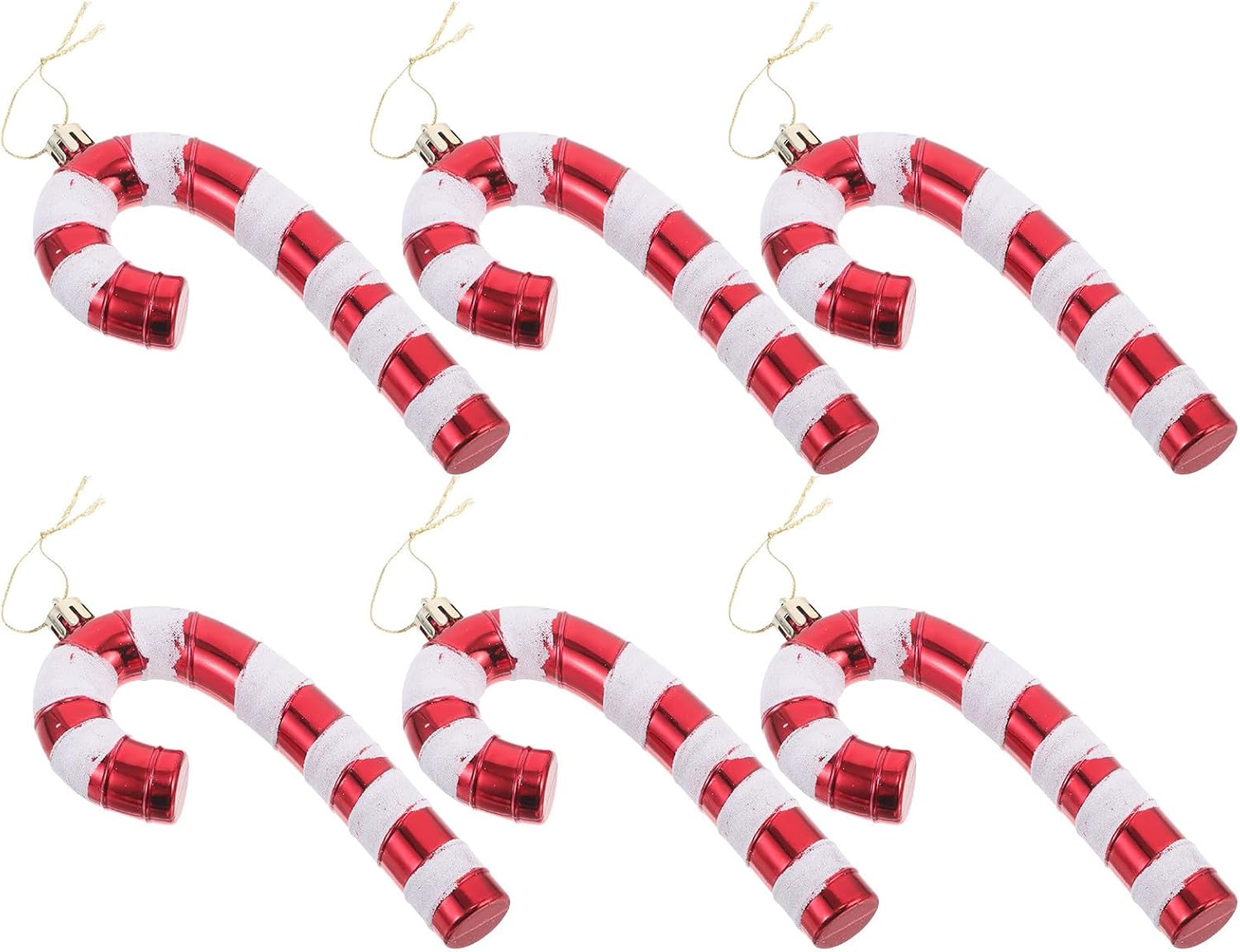 6pcs Large Painted Red Candy Cane Christmas Tree Decorations Lightweight Plastic Hanging Ornaments for Home and Commercial Spaces Holiday Party Supplies