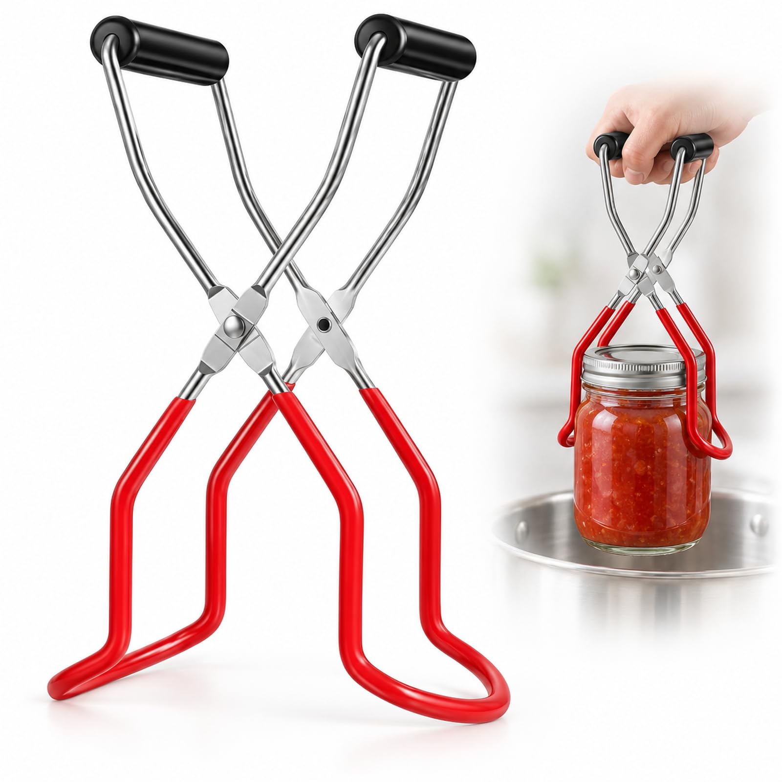 Stainless Steel Canning Jar Lifter Tongs, Anti Slip Handle Jam Making