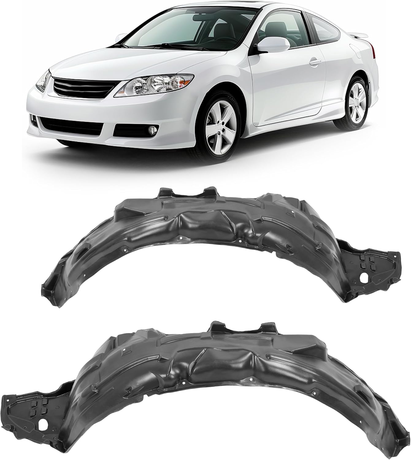 Front Inner Fender Liner Compatible with 2006-2011 Honda Civic Replace for HO1248134 HO1249134 74151SNAA00 74101SNAA00 Wheel Liner Splash Shields Guard w/o Insulation Foam Left + Right Side
