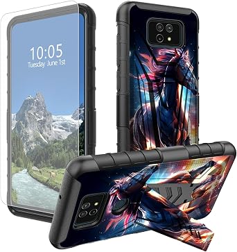 Horse with Glowing Case for Cricket Ovation 2/AT&T Maestro Max2021 with Stand and Tempered Glass Screen Protector Dual Layer Heavy Duty Kickstand Shockproof Protective Case