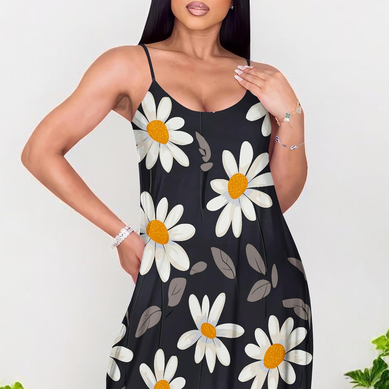 Women's Summer Boho Sleeveless Sundress Casual Printed Beach Long Maxi Dress Plus Size Loose Fit Dresses - Image 6