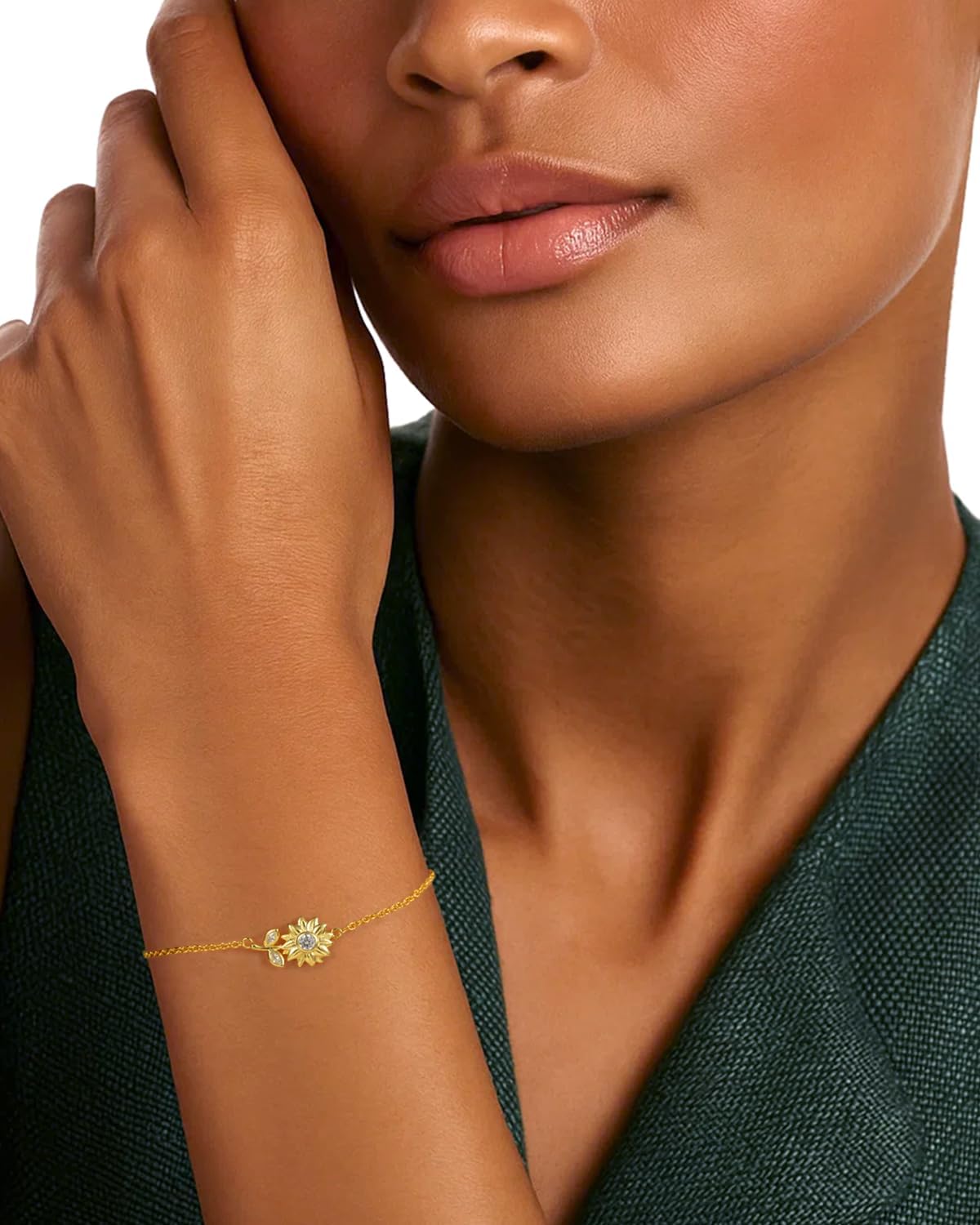 925 Sterling Silver Bracelet, 14k Gold Plated Women Link Bracelet Adjustable Double Chain, Dainty Minimalist Jewelry Birthday Christmas Gifts for Her