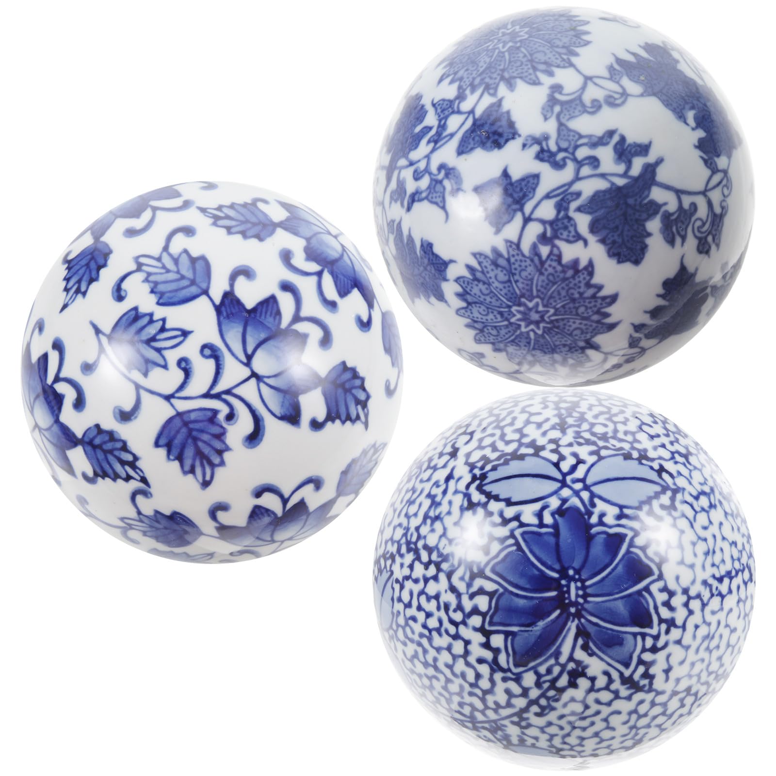 Céramique bleue rétro : boules flottantes faciles à nettoyer pour aquarium et décoration, lot de 3