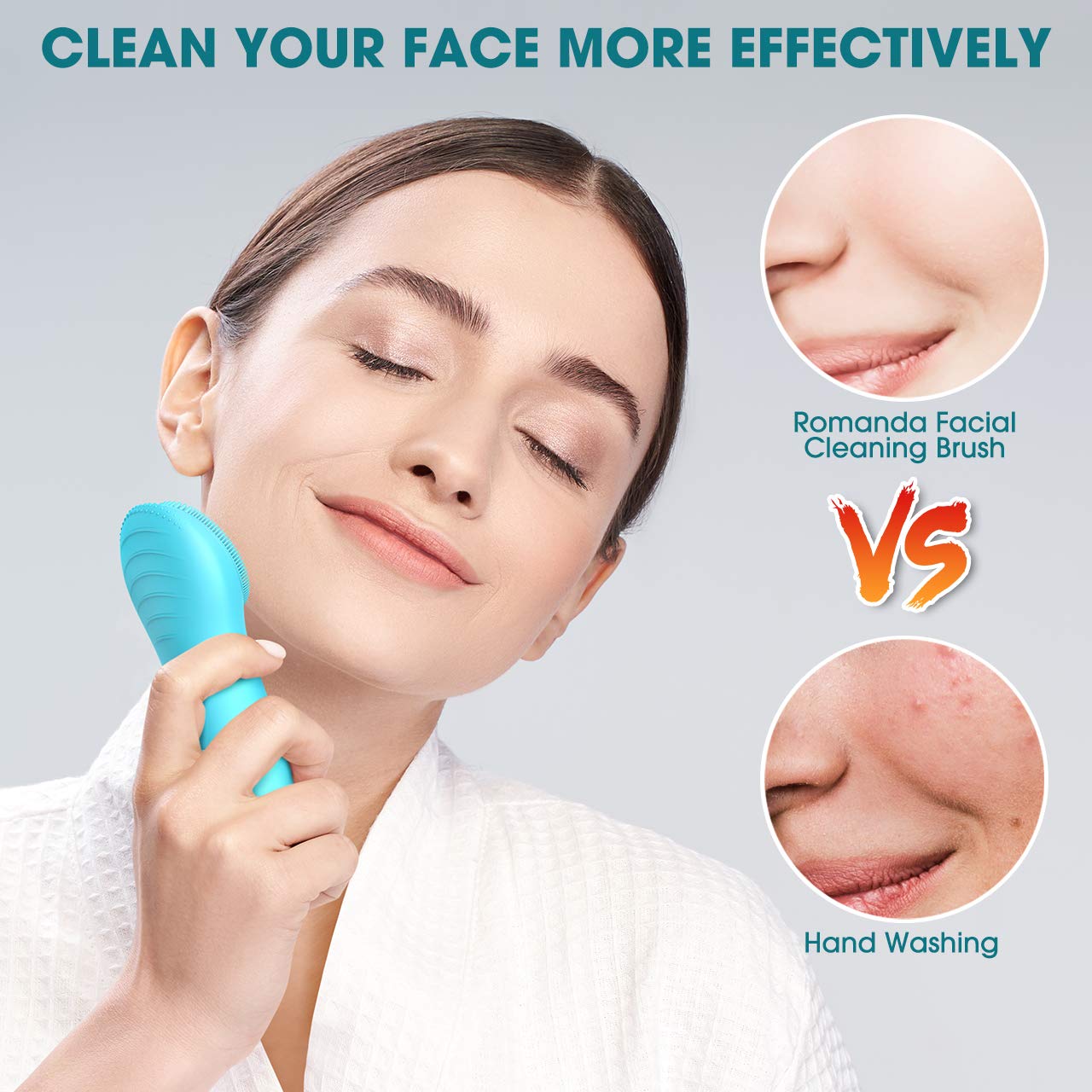 Sonic Facial Cleansing Brush, Waterproof Electric Face Brush Skin Cleansing for Deep Cleansing, Gentle Exfoliating and Massaging, Inductive Charging,Blue : Beauty & Personal Care