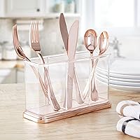 Vista 2 de mDesign Organizador de plástico con soporte para tazas, organizador de almacenamiento dividido para escritorios, oficina, mesas, espacios