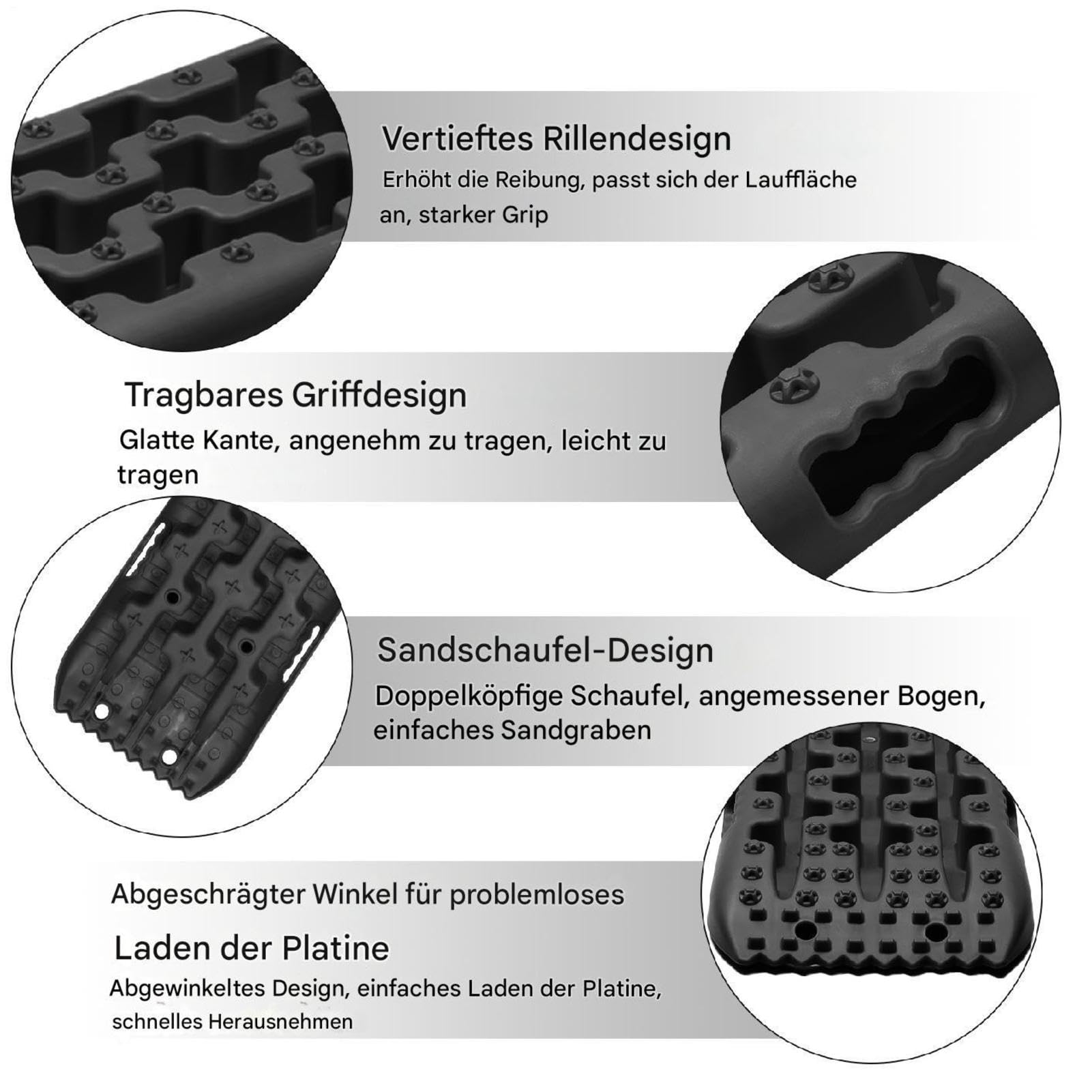 Sandbleche Offroad 2 Stück – 10 Tonnen Anfahrhilfe & Traktionsplatten für Auto, SUV, Wohnmobil & 4x4 | Für Schnee, Schlamm & Sand | Schwarz – Robust & Langlebig
