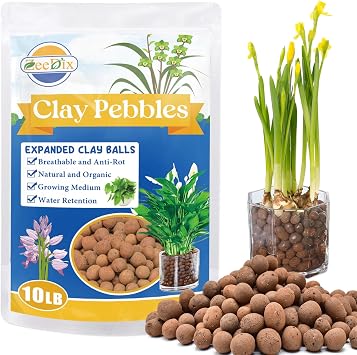 ZeeDix 10LBS Expanded Clay Pebbles for Plants 4mm-16mm Clay Balls Organic Hydroton Leca Balls for Indoor Plants Hydroponic Gardening Orchids Drainage Decoration Aquaponics Succulents