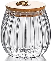 FANTESTICRYAN Airtight Glass Coffee Nuts Canister with Bamboo Lid & Metal Handle - Petal Decorative Storage Jar, 700ml 23oz