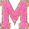 3Pcs Chenille Letter Patches Iron on Patches Glitter Varsity Letter Patches Embroidered Patch Gold Border Sew On Patches for Clothing Hat Shirt Bag Rose, M