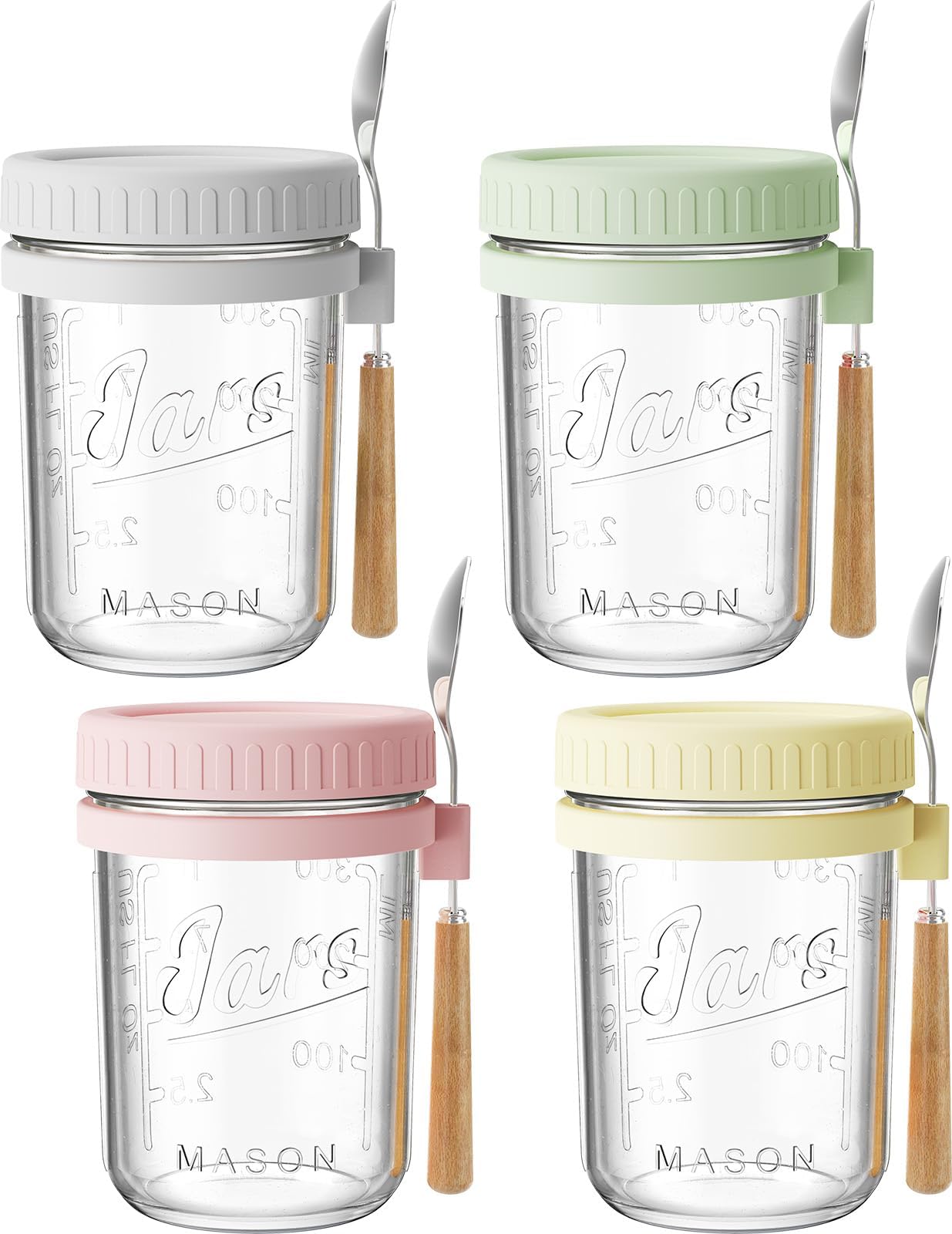 Overnight Oats Jars - Leakproof & BPA-Free (4 Pack) -1