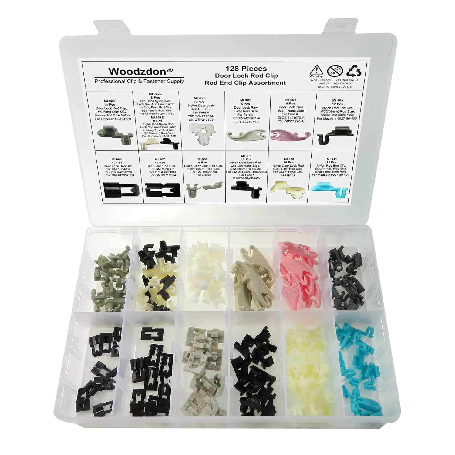 Woodzdon 128 Pcs Door Lock Rod End Clip Tailgate Handle Rod