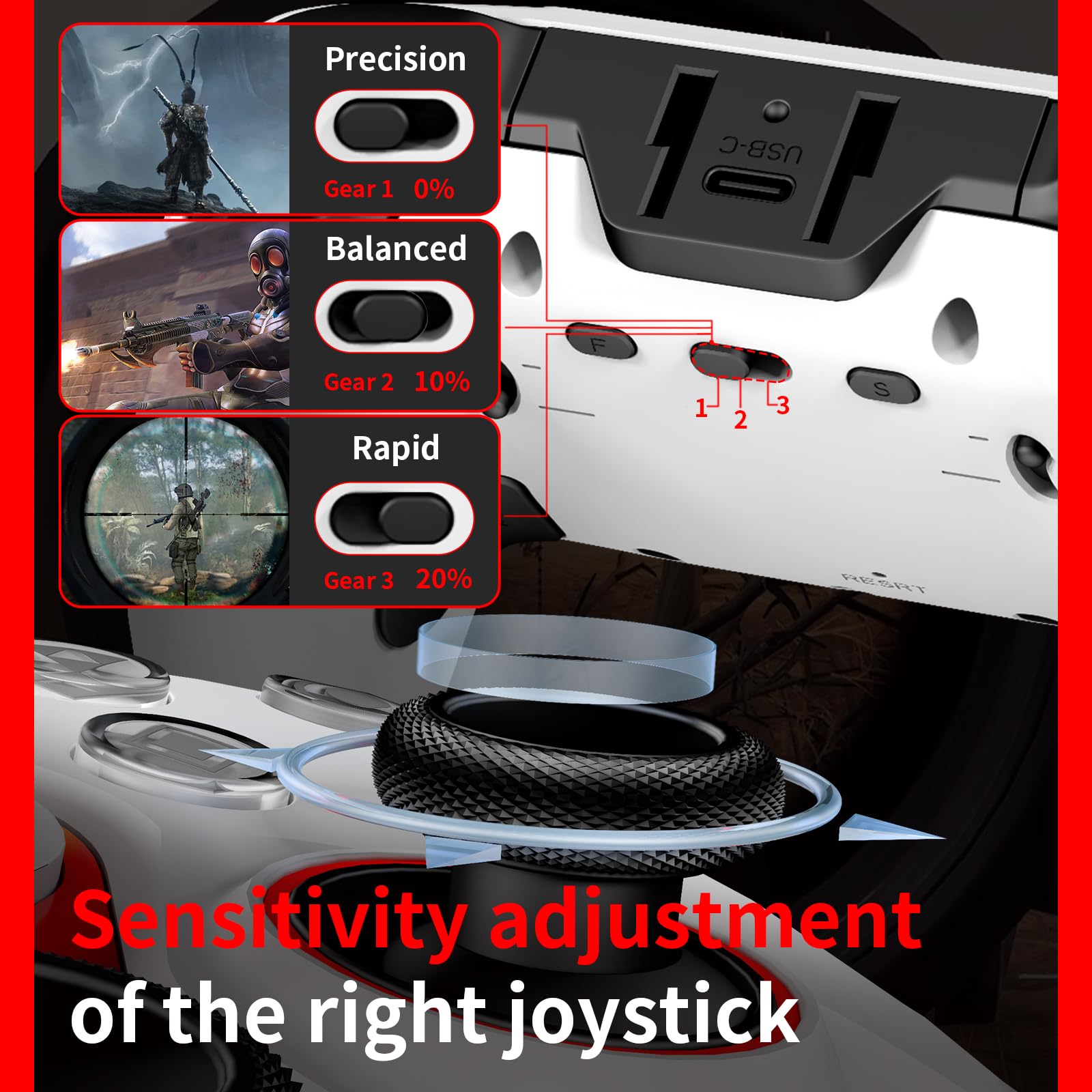 NBCP X-2 Controller für PS4,Hall Joystick/Auslöser, Wireless Gamepad Kompatibel mit PS4/Slim/Pro,TURBO, RGB-Licht, Programmierbare Tasten,Doppelvibration, Bewegungssensoren, Stereo-Kopfhöreranschluss