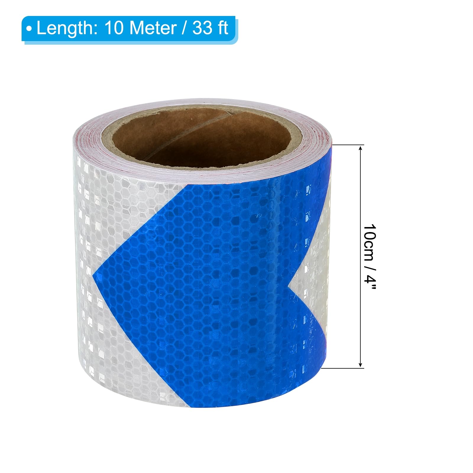 PATIKIL Réfléchissant Bande 4 pouce x 33 Ft Imperméable Bleu-Blanc | Adhésif Ruban Extérieur, Élevé Visibilité, Avertissement Sécurité, Réflecteur Autocollants, pour Voitures Motos Camions