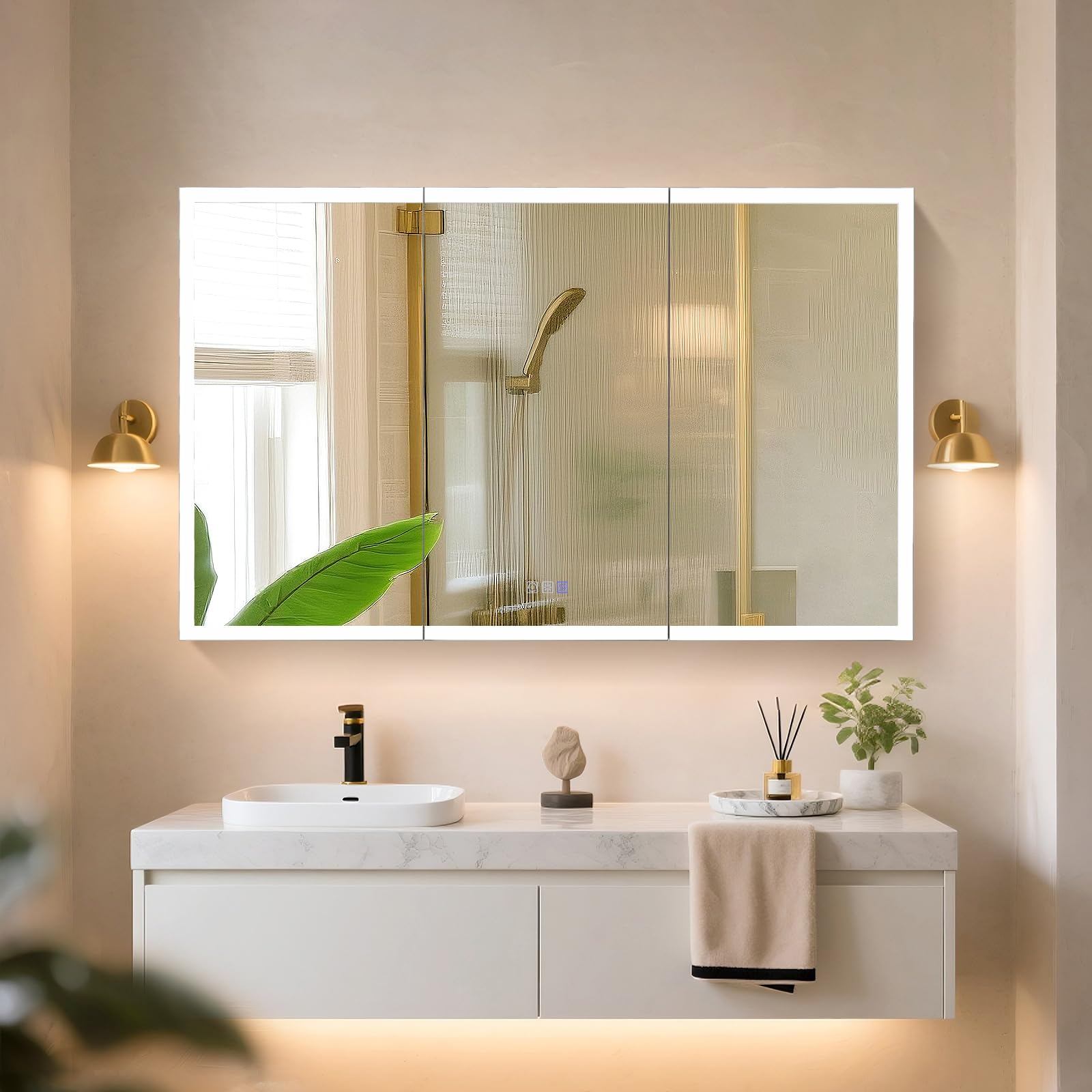 pidock Medicine Cabinet Mirror with LED Lights 48