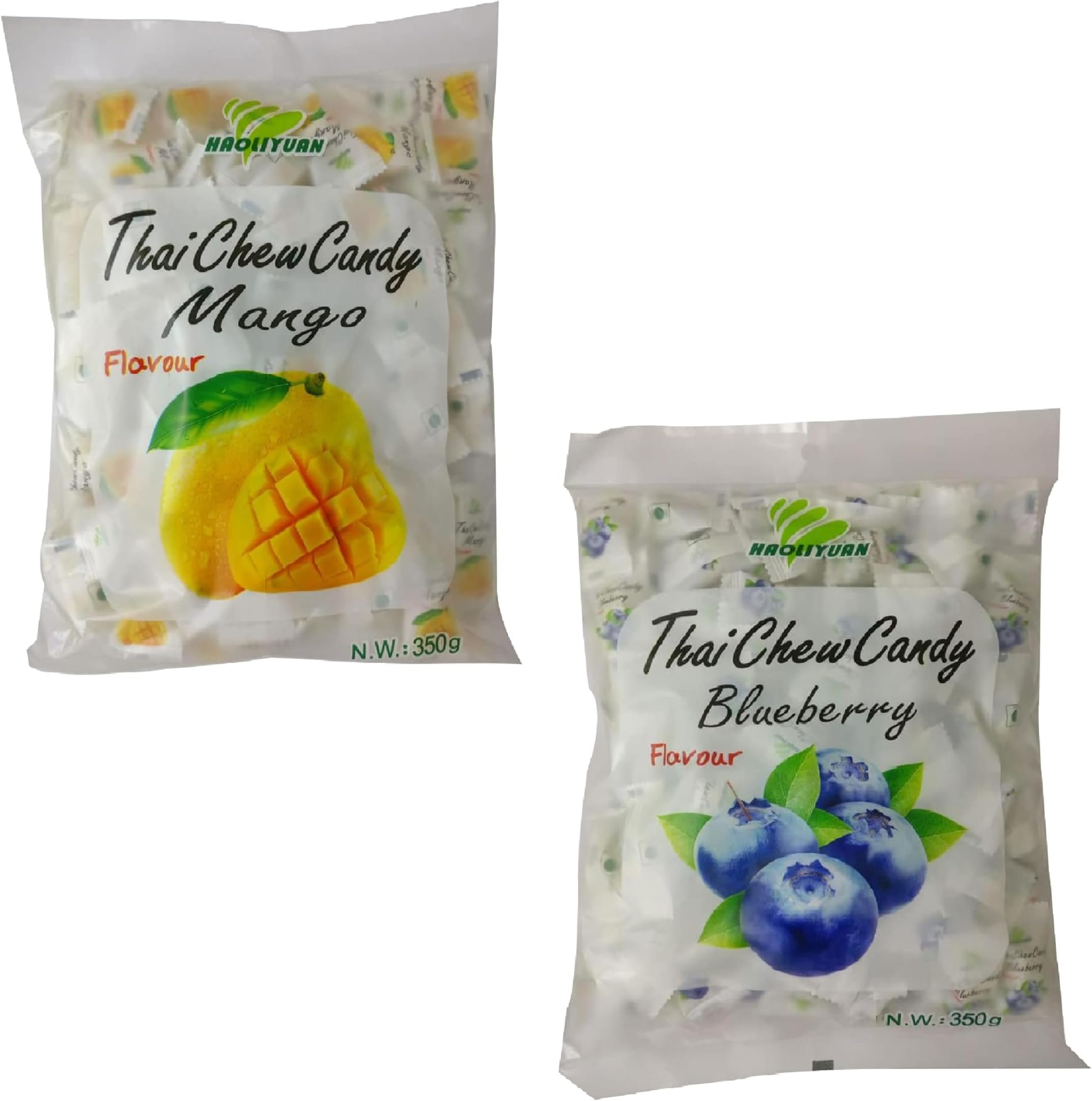 Haoliyuan Thai Chew Combo Flavored (Mango Candy, Blueberry Candy) 350gm (Pack Of 2)