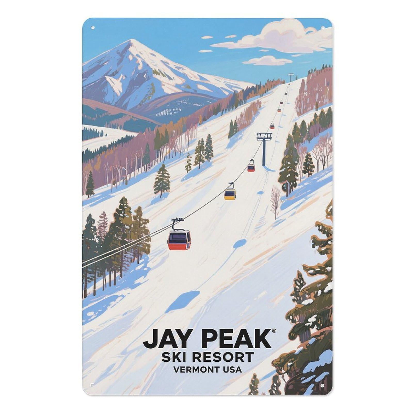 Jay Peak Ski Vermont Usa Retro Design Tin Painting Vintage Tin Sign 08x12inch(20x30cm) Wall Art for Home Office Bedroom Living Room Cafes Wall Decor