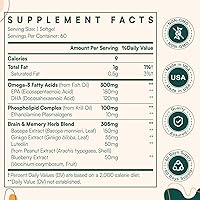 Vista 6 de Suplemento de enfoque de memoria, apoyo cerebral con omega-3, bacopa y plasmalógenos para una función cognitiva mejorada, concentración y memoria