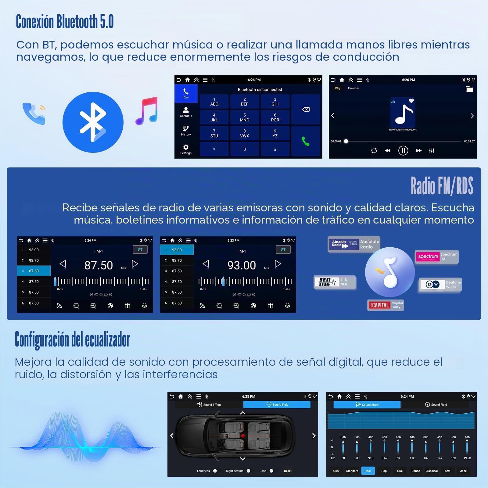 [4G+64G] Inefala Android 15 Radio Coche para Seat Leon MK2 2005-2012 con Wireless Carplay Android Auto, 9" Pantalla Autoradio con GPS WiFi RDS/FM Bluetooth EQ SWC Cámara Trasera Mic