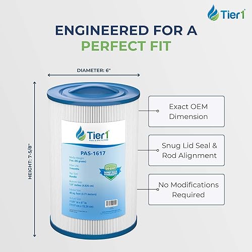 Miniatura 7 de Tier1 Cartucho de filtro para piscina y spa, paquete de 2 unidades, repuesto para Waterways 817-0050, skimmer de acceso frontal, Pleatco PWW50,