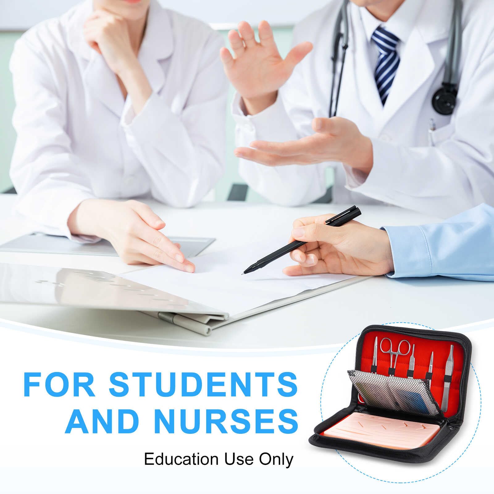 Kit de Sutura para Práctica 35pcs Set de Sutura Quirúrgica 24 Hilos de Sutura Set de sutura-Medicina Regalos para Estudiantes de Medicina (Sólo Educación)