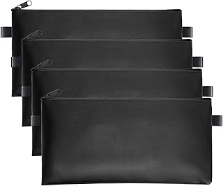 Nswayy 4 Bolsa para Billetes,Bolso para el Dinero Bolsa de Banco con Cremallera Bolsa Dinero con Cremallera Bolsa para Dinero en Negro