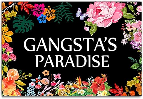 Gangsta's Paradise Flower Doormat Funny Welcome Mat Floor Mat Rug Outdoor Front Door Bathroom Mats Indoor 23.6" x 15.7"