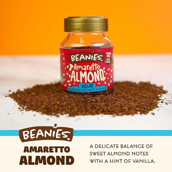 Beanies Decaf Amaretto Flavoured Instant Coffee 50 g (Pack of 6)
