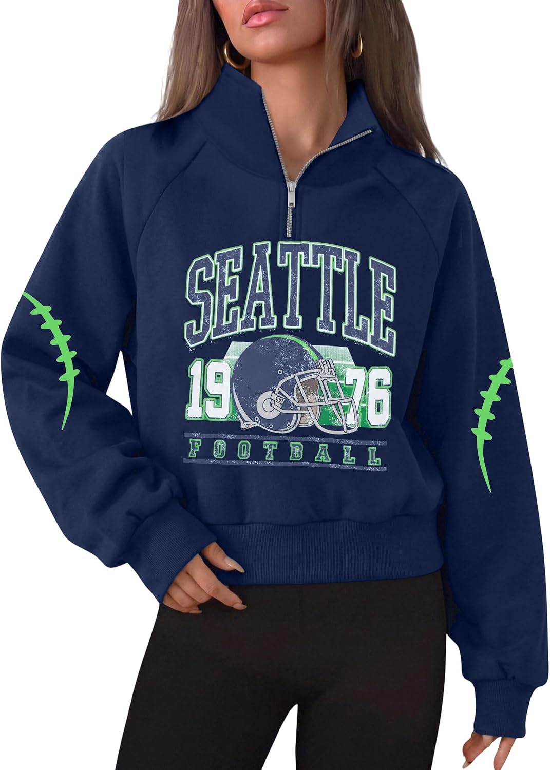 Football Sweatshirts for Women Game Day Graphic 1/4 Zip Pullover Tops